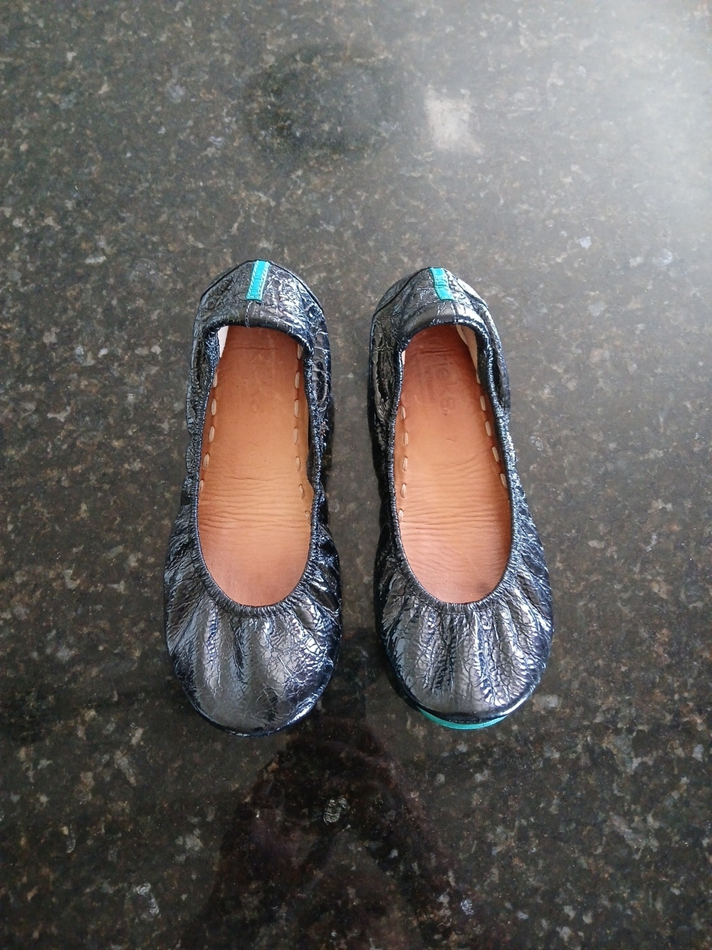 Tieks Obsidian Black Leather Ballet Flats Women's Size 7 Slip On Comfort Travel
